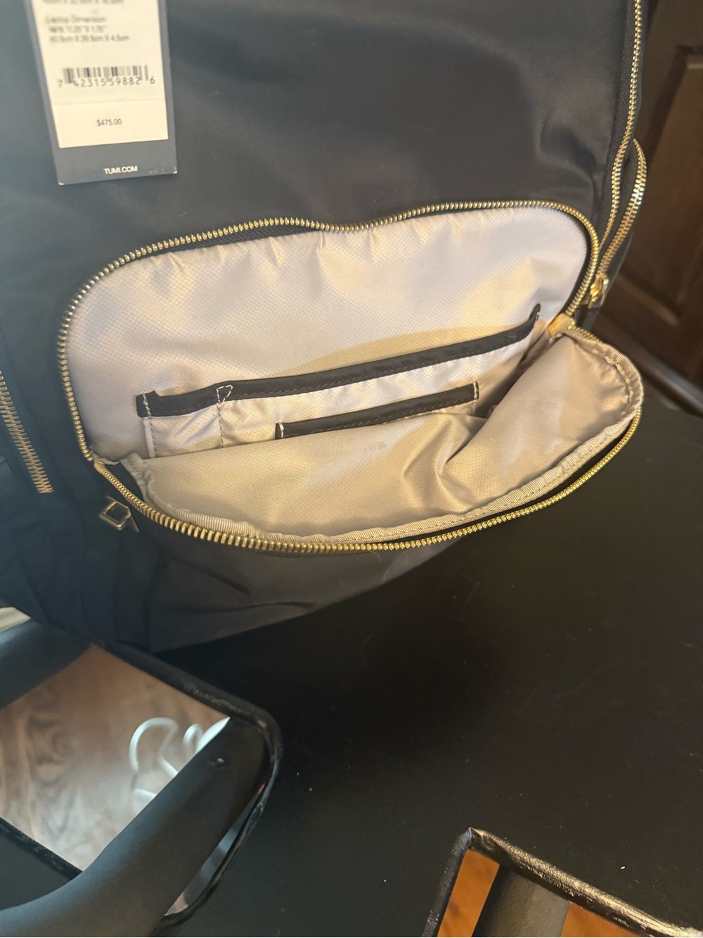 Tumi Black Backpack with Gold Hardware - Picture 6 of 8